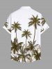 Chemise hawaïenne grande taille à imprimé cocotiers et poches boutonnées pour homme - Blanc 3XL