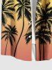 Plus Size Coconut Tree Ombre Print Buttons Pocket Hawaii Shirt For Men -  