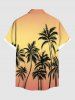 Plus Size Coconut Tree Ombre Print Buttons Pocket Hawaii Shirt For Men -  