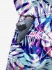Plus Size Tropical Leaf Print Cinched Hawaii Romper -  