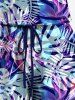 Plus Size Tropical Leaf Print Cinched Hawaii Romper -  