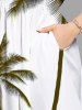 Plus Size Coconut Tree Print Split Hawaii Midi Dress -  