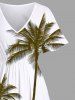 Robe mi-longue hawaïenne fendue à imprimé cocotiers grande taille - Blanc L
