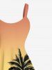 Plus Size Coconut Tree Ombre Print Hawaii Tank Dress -  