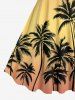 Plus Size Coconut Tree Ombre Print Hawaii Tank Dress -  