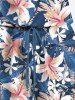 Plus Size Tropical Leaf Hibiscus Flowers Print Cinched Hawaii Romper -  