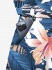 Plus Size Tropical Leaf Hibiscus Flowers Print Cinched Hawaii Romper -  