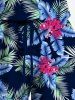 Plus Size Coconut Tree Tropical Leaf Flower Print Hawaii Drawstring Pocket Romper -  