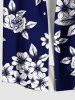 Plus Size Ombre Floral Leaves Print Hawaii Button Pocket Shirt For Men -  
