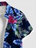 Plus Size Coconut Tree Tropical Leaf Flower Print Hawaii Button Pocket Shirt For Men -  