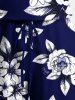 Barboteuse Hawaiienne Imprimé à Feuilles et Fleurs avec Poche Grande Taille - Bleu de Minuit M