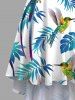 Plus Size Tropical Leaves Parrot Bird Print Hawaii High Low Asymmetric Cami Dress -  