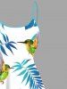 Plus Size Tropical Leaves Parrot Bird Print Hawaii High Low Asymmetric Cami Dress -  