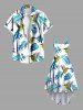 Plus Size Tropical Leaves Parrot Bird Print Hawaii High Low Asymmetric Cami Dress -  