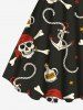 Robe débardeur trapèze hawaïenne grande taille à imprimé tête de mort, pirate, ancre et corde - Noir L