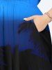 Plus Size Coconut Tree Ombre Print Hawaii Split Pocket A Line Midi Dress -  