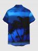Plus Size Coconut Tree Ombre Print Hawaii Button Pocket Shirt For Men -  