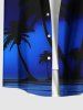 Plus Size Coconut Tree Ombre Print Hawaii Button Pocket Shirt For Men -  