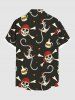 Chemise hawaïenne grande taille à imprimé tête de mort, ancre, corde et boutons pour homme - Noir L