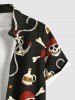 Plus Size Skull Pirate Anchor Rope Print Hawaii Button Pocket Shirt For Men -  