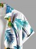 Plus Size Tropical Leaves Parrot Bird Print Hawaii Button Pocket Shirt For Men -  