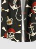 Plus Size Skull Pirate Anchor Rope Print Hawaii Button Pocket Shirt For Men -  