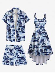 Coconut Tree Print Plus Size Matching Hawaii Beach Outfit For Couples -  