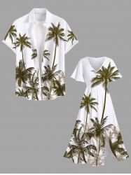 Coconut Tree Print Plus Size Matching Hawaii Beach Outfit For Couples -  