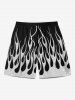 Glitter Sequins Fire Flame Print Plus Size Matching Hawaii Beach Outfit For Couples -  