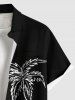 Tenue de plage hawaïenne assortie grande taille à imprimé paysage marin de cocotiers pour couples - Noir 