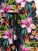 Matching Hawaii Shirt and Romper Plus Size Beach Outfit Tropical Leaf Hibiscus Printed for Couples -  