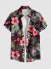 Tropical Leaf Hibiscus Flower Print Plus Size Matching Hawaii Beach Outfit For Couples -  