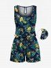 Matching Hawaii Shirt and Romper Plus Size Beach Outfit Tropical Leaf Hibiscus Printed for Couples -  