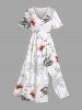 Coconut Tree Hibiscus Flower Leaf Print Plus Size Matching Hawaii Beach Outfit For Couples -  