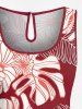 Matching Hawaii Shirt and Romper Plus Size Beach Outfit Tropical Leaf Flower Print For Couples -  