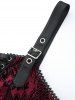 Plus Size Flower Flocking Lace Up Grommets Asymmetrical Tank Dress -  