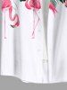 Plus Size Tropical Leaf Flamingo Print Hawaii Button Pocket Shirt For Men -  