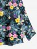 Plus Size Tropical Leaf Flowers Print Split Hawaii Skirt -  