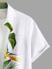 Plus Size Tropical Leaf Hibiscus Flower Print Buttons Pocket Hawaii Shirt For Men -  