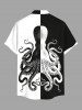Plus Size Octopus Two Tone Contrast Colorblock Print Buttons Pocket Hawaii Shirt For Men -  