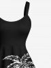 Plus Size Coconut Tree Seascape Print Hawaii Tank Dress -  
