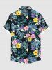 Chemise hawaïenne grande taille à imprimé feuilles tropicales et fleurs, avec poches et boutons, pour homme - Noir M