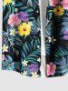 Chemise hawaïenne grande taille à imprimé feuilles tropicales et fleurs, avec poches et boutons, pour homme - Noir M