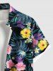 Chemise hawaïenne grande taille à imprimé feuilles tropicales et fleurs, avec poches et boutons, pour homme - Noir L