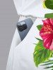 Combinaison hawaïenne cintrée grande taille à imprimé feuilles tropicales et fleurs d'hibiscus - Blanc 1X