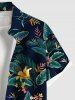 Plus Size Tropical Leaf Hibiscus Flower Print Buttons Pocket Hawaii Shirt For Men -  