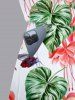 Plus Size Tropical Leaf Flower Insects Print Hawaii Drawstring Pocket Romper -  