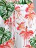 Plus Size Tropical Leaf Flower Insects Print Hawaii Drawstring Pocket Romper -  