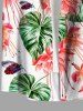 Plus Size Tropical Leaf Flower Insects Print Hawaii Button Pocket Shirt For Men -  