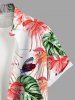 Plus Size Tropical Leaf Flower Insects Print Hawaii Button Pocket Shirt For Men -  